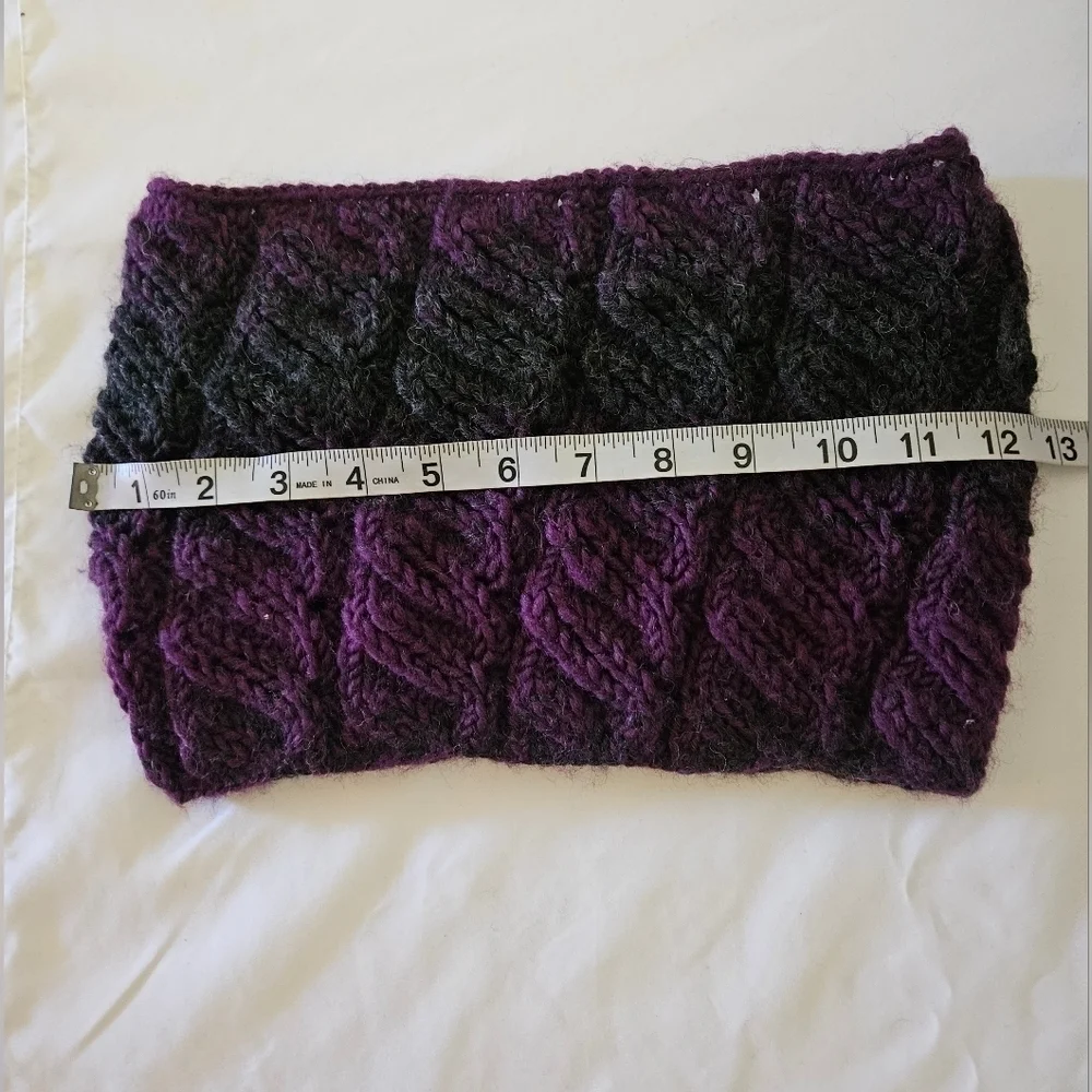 Hand Crafted Scarf Unique chunky knit Multipurpose Purple Black Crochet Handmade